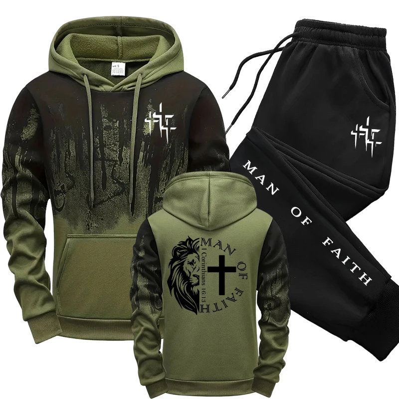 Winter Clothing Stores - Man of Faith Pattern Men's Set