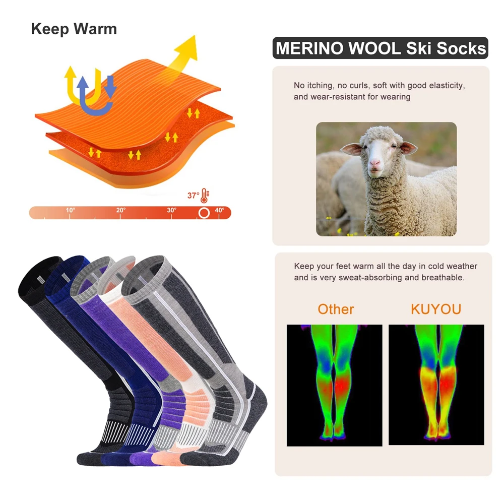 XQQMXX 1Pair Ski Socks Skiing  - Thermal Sock Merino recension och pris