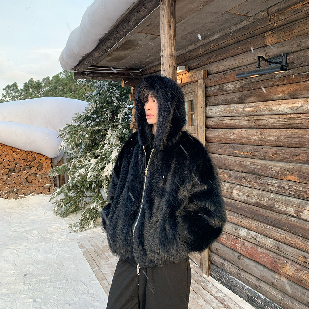 Men Faux Fur Coats Jackets Hoo - Winter Clothing Pk recension och pris