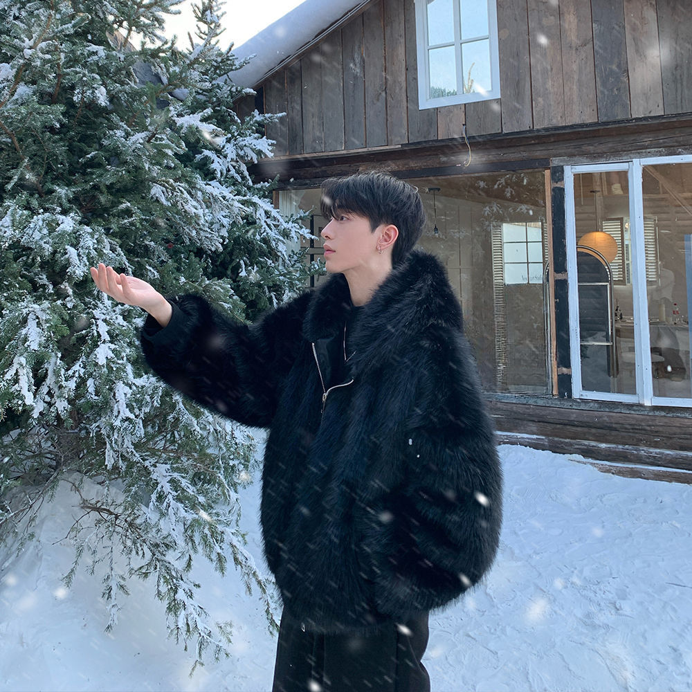 Men Faux Fur Coats Jackets Hoo - Winter Clothing Pk recension och pris