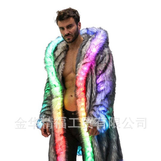 Faux Fur Coat Men Hooded Outer - Winter Clothing Pk recension och pris