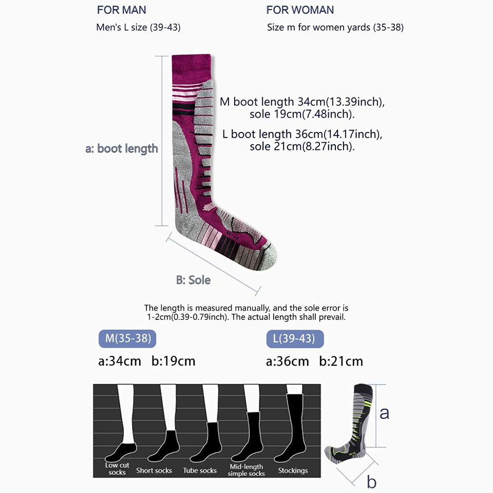 GTUBIKE Merino Wool Ski Socks, - Thermal Sock Merino recension och pris