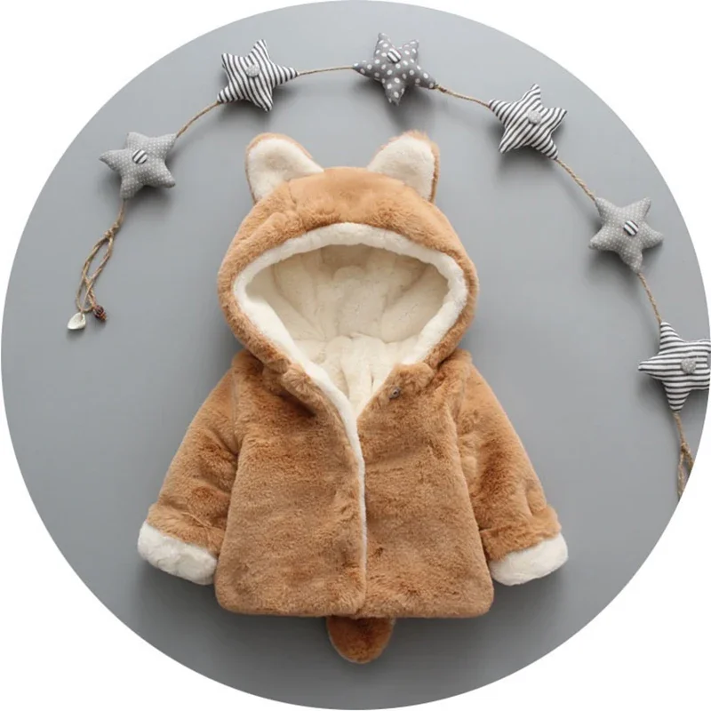 Cute Cat Ears Plush Baby Jacke - Winter Clothing Toddler recension och pris